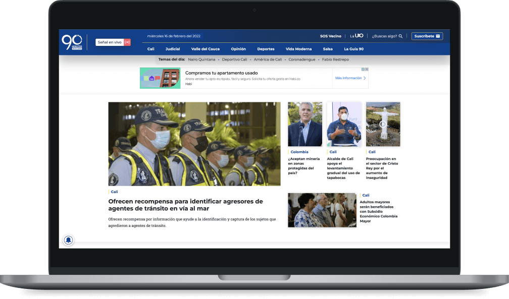 Sitio web 90 Minutos en MacBook Pro